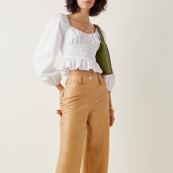 STAUD Jill Smocked Top size L NWT - Picture 2 of 9